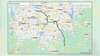 Figure 11: Connection mode during drive test: 5G EN-DC (light blue) or LTE only (yellow) [Result exported to Google Earth]