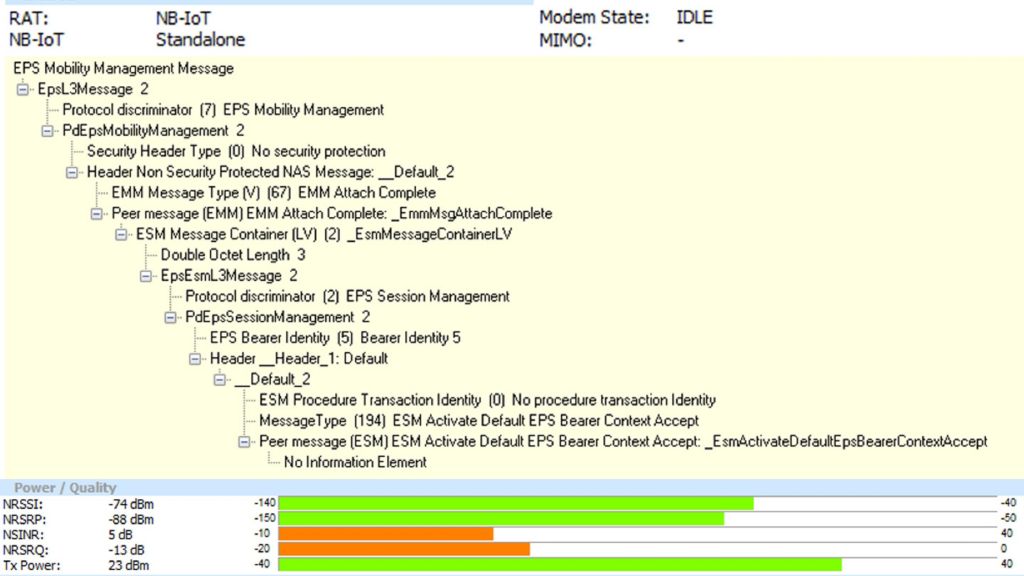 Protocol showing successful attach procedure