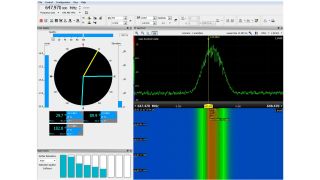 User interface of a direction finder applying super-resolution to determine the individual bearings from three emitters on the same frequency.