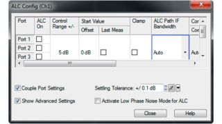 ZVA automatic level control (ALC) configuration menu