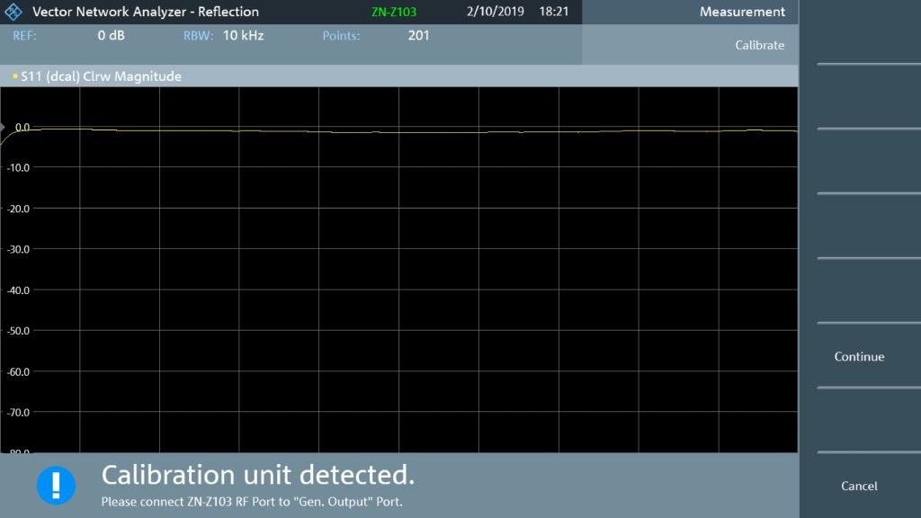 ZN-Z103 calibration unit at USB port detected