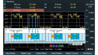 Abb. 4: 5G-Downlink-Signal mit Nutzdaten im Zeitbereich, Unterträgerabstand Abb. 4: 5G-Downlink-Signal mit Nutzdaten im Zeitbereich, Unterträgerabstand