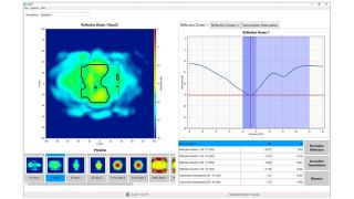 Lo strumento R&S®QAR50, equipaggiato con l'opzione R&S®QAR50-K10, mostra la perdita di riflessione e di trasmissione e la risposta in frequenza per le due grandezze.