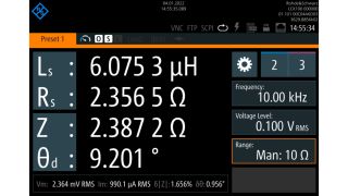 Leakage inductance measurement at 10 kHz and 100 mV (RMS)