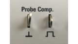 The probe tip is connected to the square wave source whilst the probe ground leads to the ground.  The probe tip is connected to the square wave source whilst the probe ground leads to the ground.