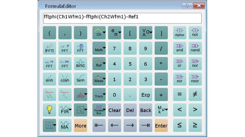 Formula editor to calculate the phase difference without bias.