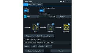 Signal Lane dialog with access to TX-FFE, Embedding and Equalizer setups Signal Lane dialog with access to TX-FFE, Embedding and Equalizer setups