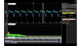Measurement of a 1.5 V power rail using an R&S®RT-ZPR20 1:1 active power rail probe. Measurement of a 1.5 V power rail using an R&S®RT-ZPR20 1:1 active power rail probe.
