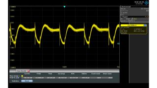 Measurement of a 1.5 V power rail using an R&S®RT-ZP10 10:1, 500 MHz passive probe (50 mV (Vpp), noise masks signal detail).  Measurement of a 1.5 V power rail using an R&S®RT-ZP10 10:1, 500 MHz passive probe (50 mV (Vpp), noise masks signal detail).