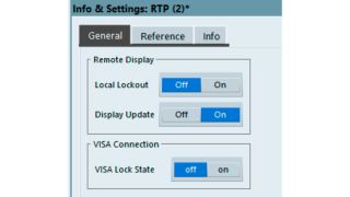 R&S®VSE測定器のウィンドウの "Info & Settings" の "Display Update" がオンになっていることを確認します。