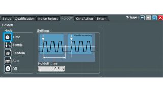 標的となるレーダーのパルスよりわずかに長いエッジトリガにホールドオフを追加します。
