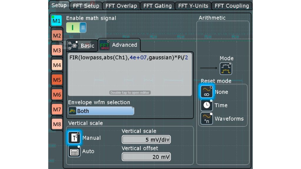 Fig. 1: Envelope of radar pulse via math channel