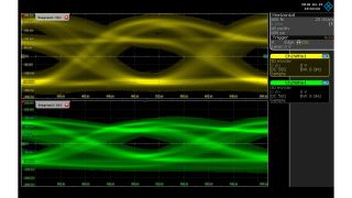 USB3.0 Gen1 eye before deembedding (green waveform) USB3.0 Gen1 eye before deembedding (green waveform)