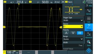 Dedicated trigger functions, for example the width trigger, allow to isolate unwanted events like supply voltage dips.
