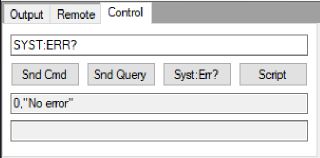 SCPI remote control tab of a power supply in the application software SCPI remote control tab of a power supply in the application software