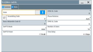 メインメニュー、基地局設定（ダウンリンク）
