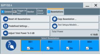 Main menu, base station settings (downlink)