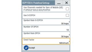 Predefined settings dialog Predefined settings dialog