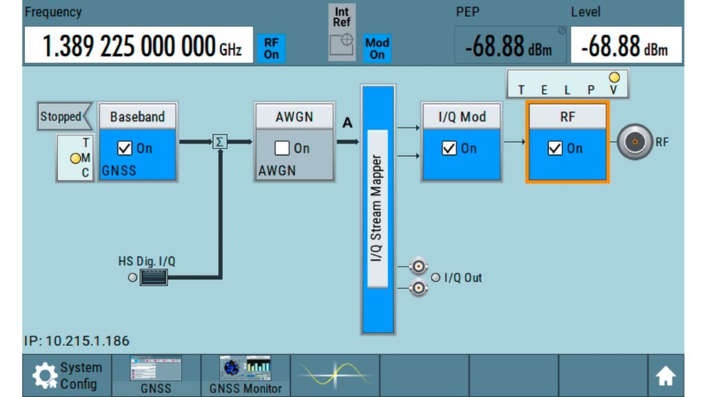 The SMBV100B can generate GNSS signals for all frequency bands at once, simplifying multi-frequency test setups.