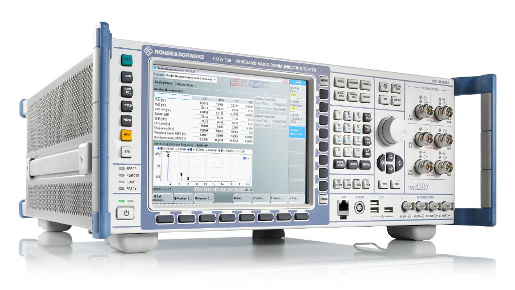 R&S®CMW500 wideband radio communication tester.