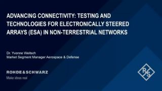 Title graphic of video "Advancing Connectivity: Testing and Technologies for Electronically Steered Array (ESA) Antennas in Satellite and NTN Integration" Title graphic of video "Advancing Connectivity: Testing and Technologies for Electronically Steered Array (ESA) Antennas in Satellite and NTN Integration"