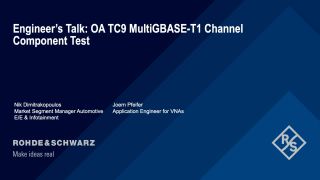 MultiGBASE-T1 testing according to the OA TC9 draft release on a MDI test head MultiGBASE-T1 testing according to the OA TC9 draft release on a MDI test head