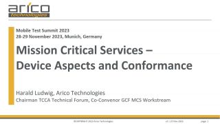 Mission Critical Services - device aspects and conformance