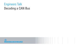 Decoding a CAN Bus Decoding a CAN Bus