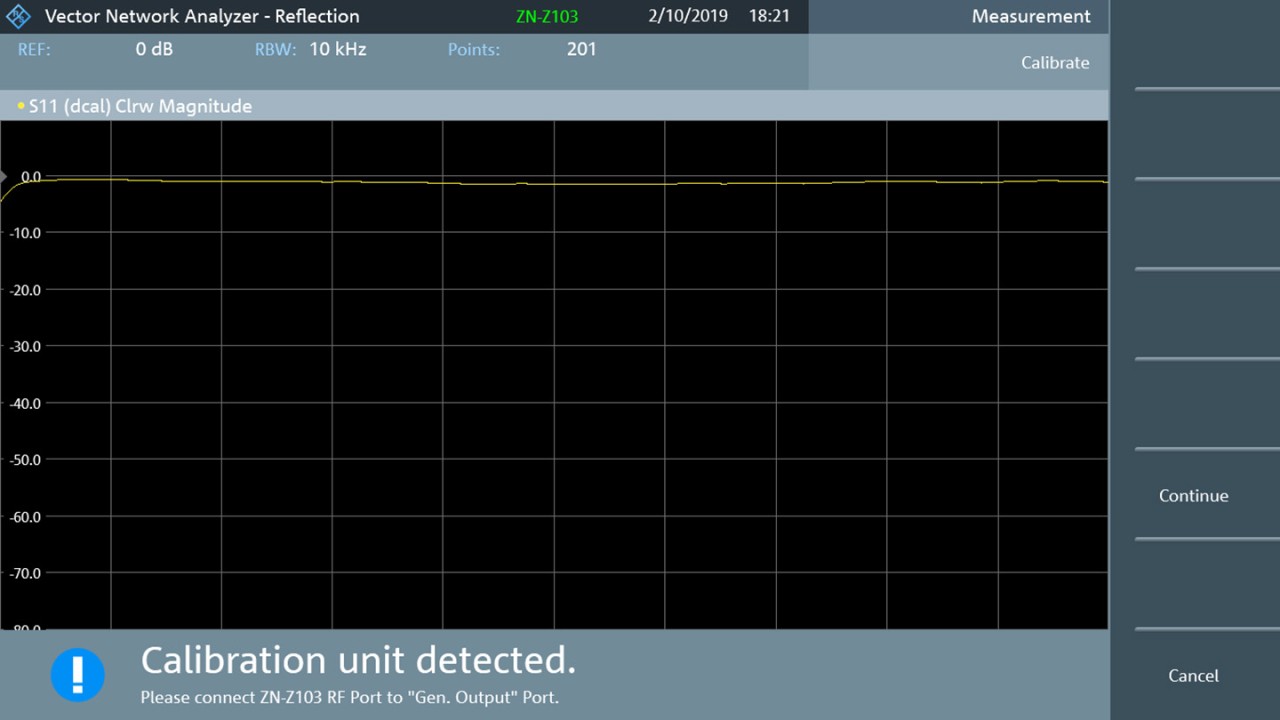 ZN-Z103 calibration unit at USB port detected