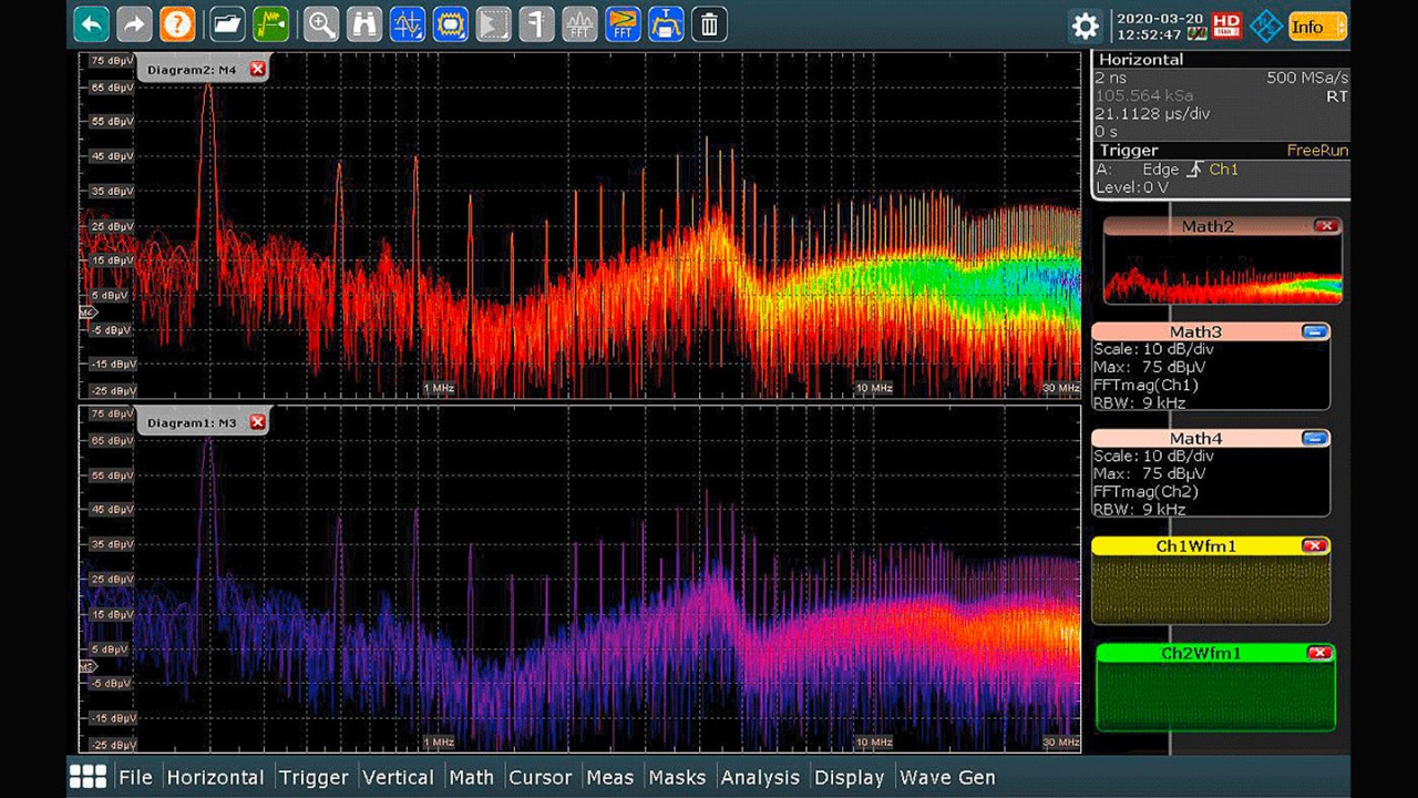뷔르트가 설계한 Homemade LISN을 사용하여 측정한 EMI 스펙트럼