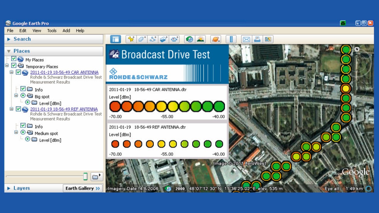 Software per drive test su segnali broadcast BCDRIVE
