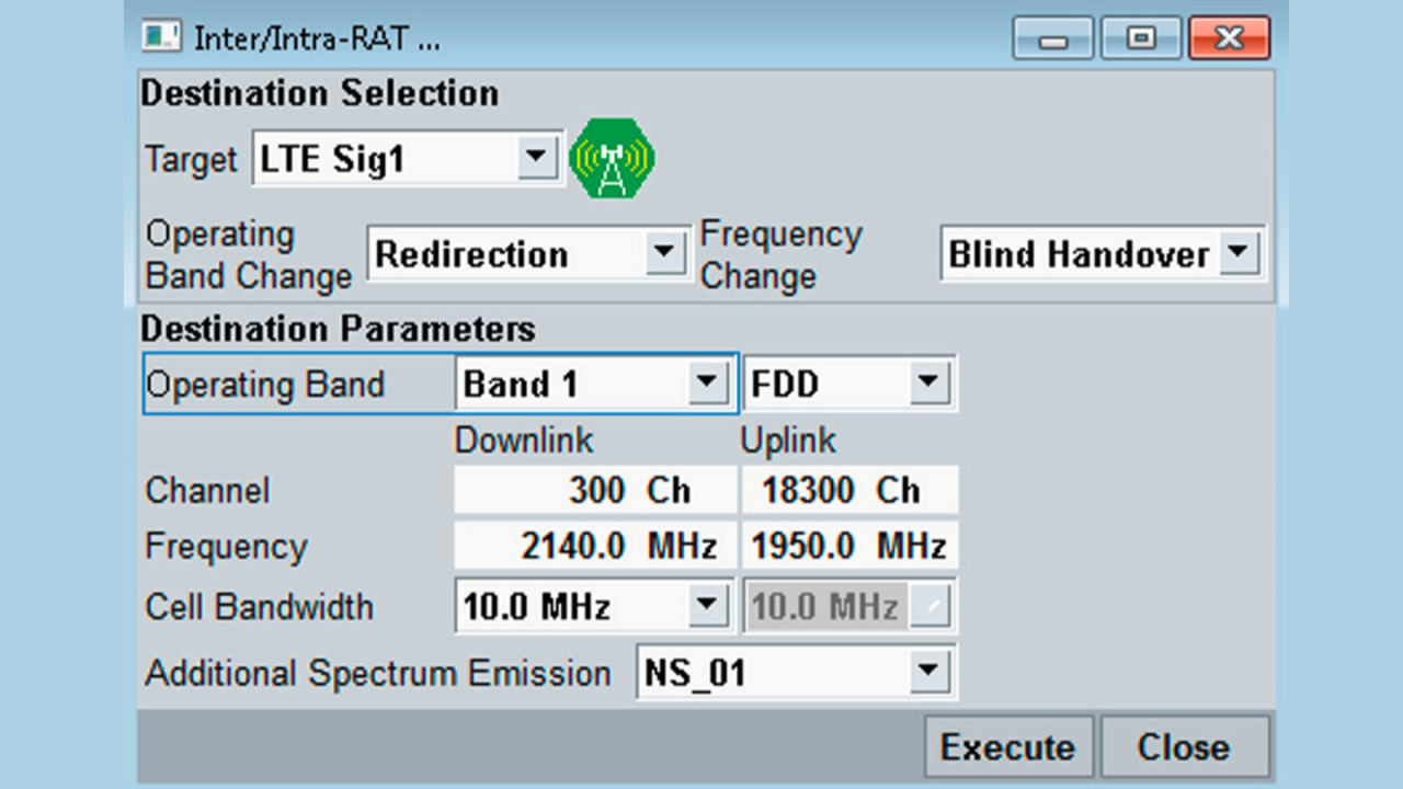 ハンドオーバーテストのためのR&S®CMW500の設定。