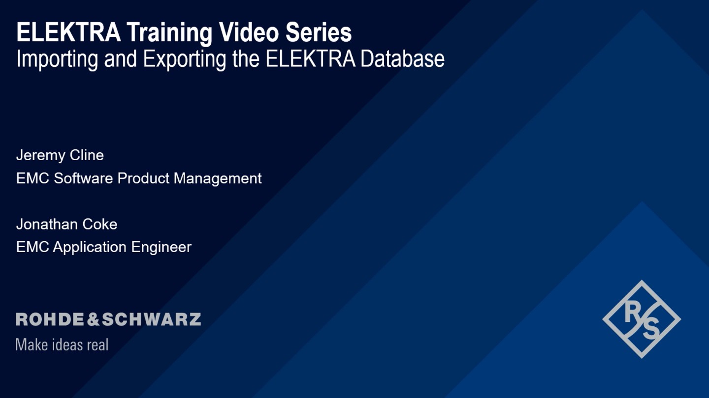 Importing and exporting the R&S®ELEKTRA database