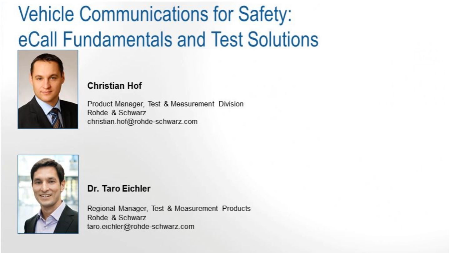 Vehicle Communications for Safety: eCall Fundamentals and Test Solutions