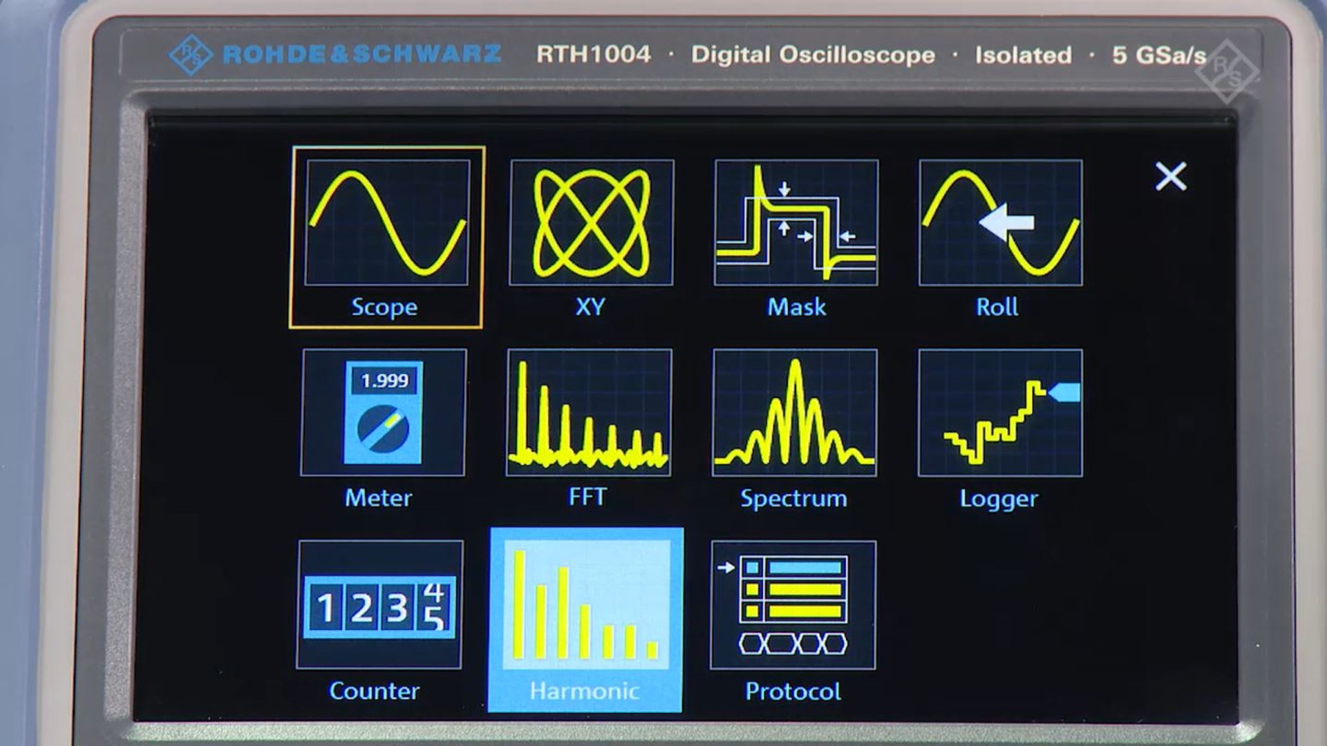 Harmonic analysis. Цифровой осциллограф Rohde Schwarz rth1004 Plus. Harmonic Analyzer.