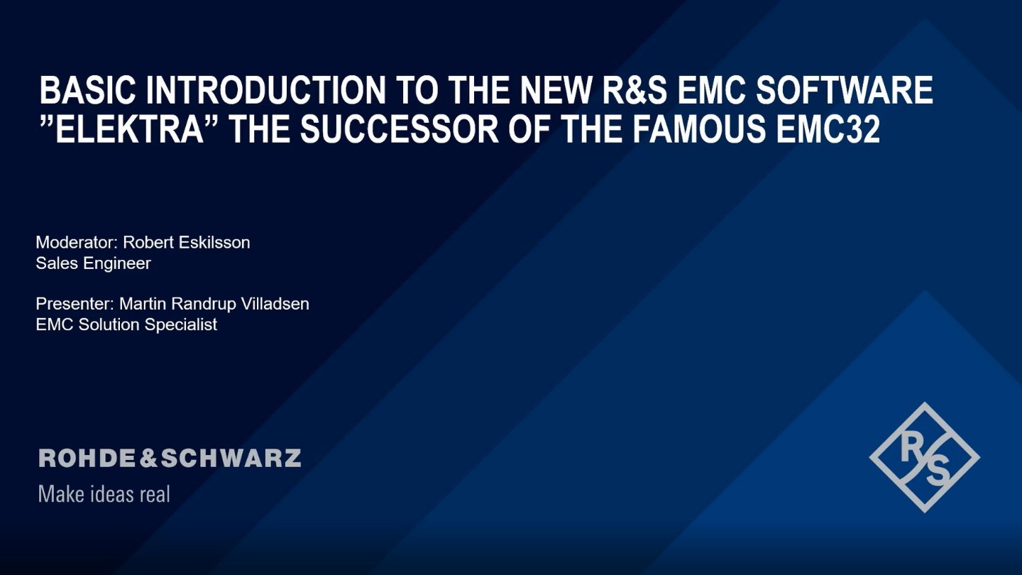 Basic Introduction to the new R&S®ELEKTRA test software, the Successor of the famous R&S®EMC32 Measurement Software