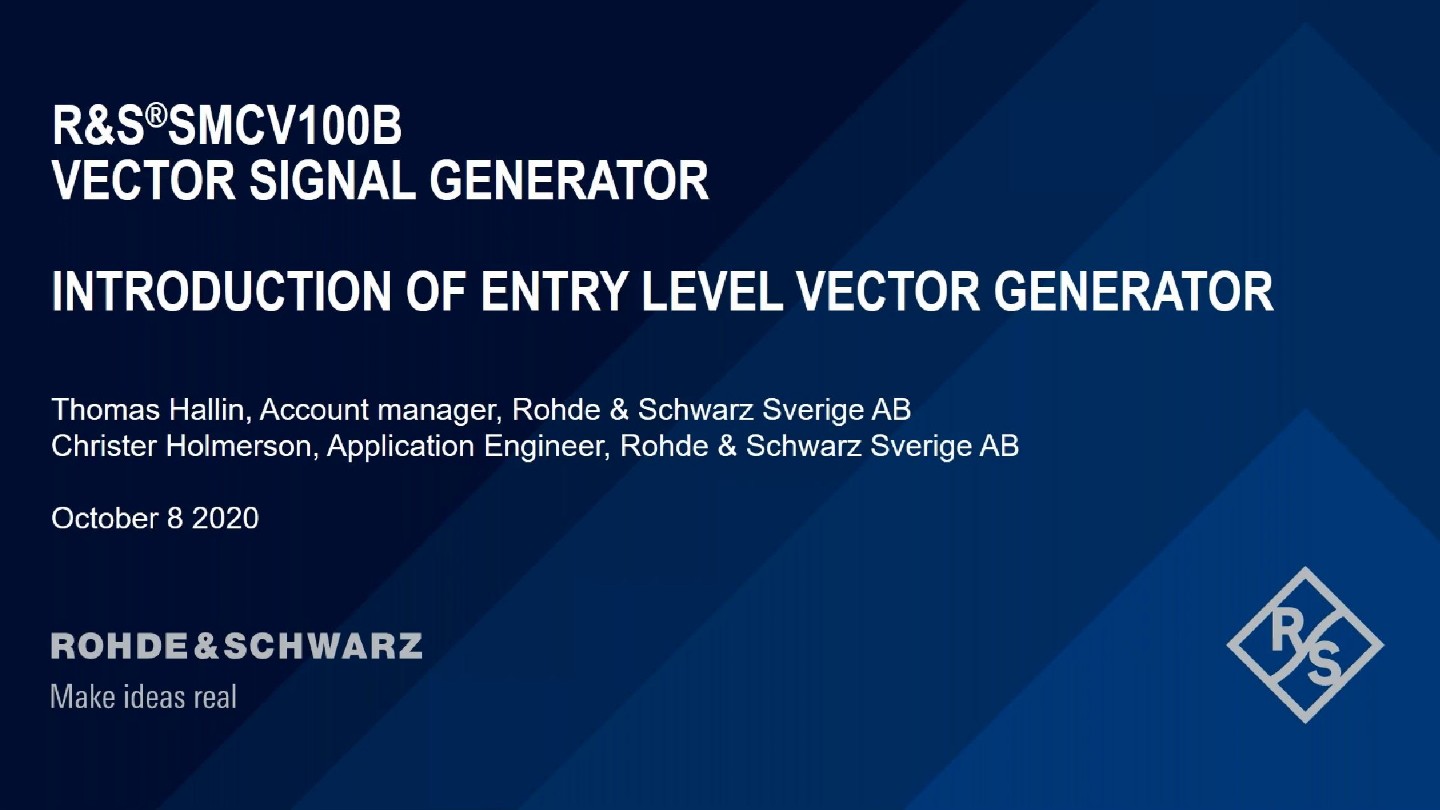 Introduction to R&S Entry Level Vector Signal Generator SMCV100B