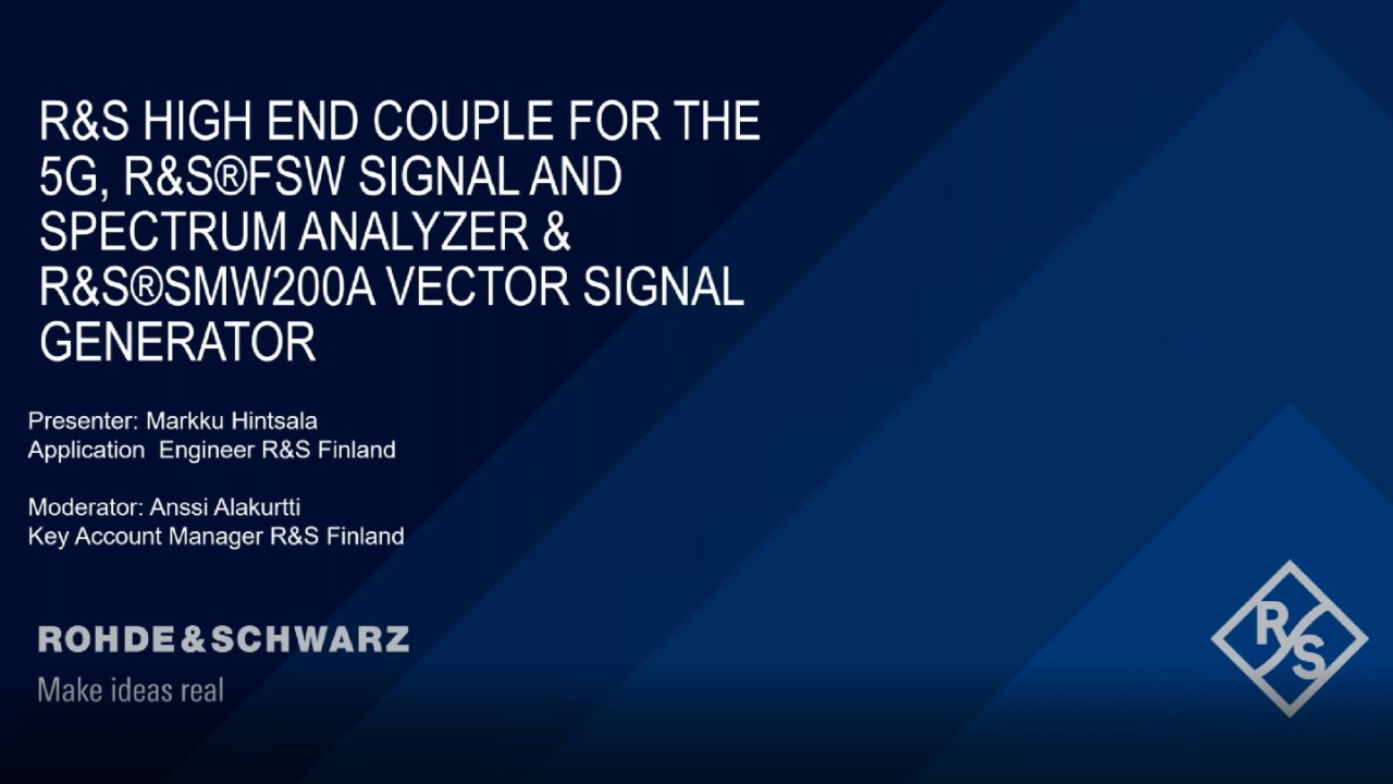 Rohde & Schwarz High End Couple for the 5G: R&S®FSW Signal and Spectrum Analyzer & R&S®SMW200A Vector Signal Generator